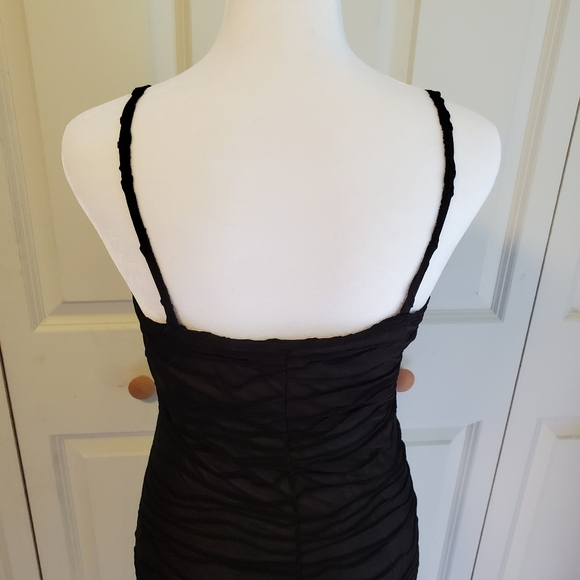 Deadstock Vintage Bebe Moda Long Dimensional Sheer Bodycon Dress Size M - Picture 7 of 13